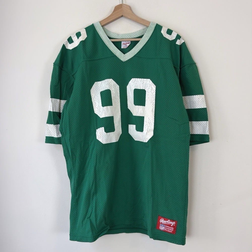Vintage 80's Rawlings Green Football 99 Jersey Tee Shirt - XL
